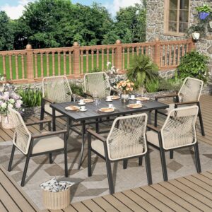 MIXPATIO 7-Piece Outdoor Dining Set with 60-Inch Table