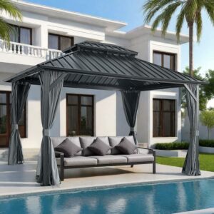 Endark 10x12-FT Hardtop Gazebo with Double Galvanized Steel Roof