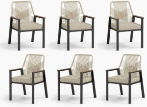 MIXPATIO Patio Dining Chairs (6-Pack) with 3.1-Inch Cushions