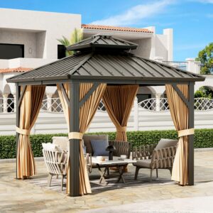 PeakPursuit 10'x10' Hardtop Gazebo (Permanent, with Curtains)