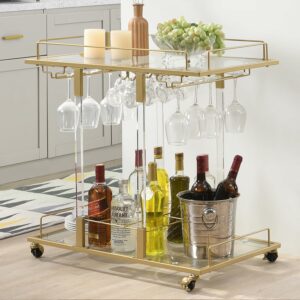 FERFALDER 2-Tier Rolling Bar Cart with Wine Rack