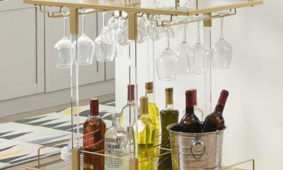 FERFALDER 2-Tier Rolling Bar Cart with Wine Rack product image