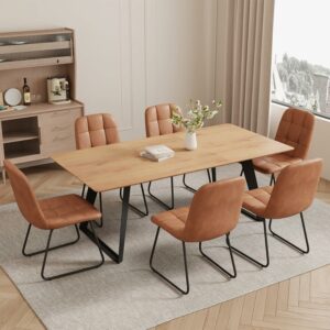 ZckyCine Expandable Dining Table Set for 6, 51"-67" Table with 6 Chairs