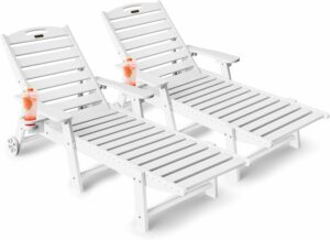 SUUNYN HDPE Chaise Lounge Chair with 6-Position & Wheels (Set of 2)