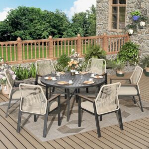 MIXPATIO 7-Piece Outdoor Dining Set with 54-Inch Round Table