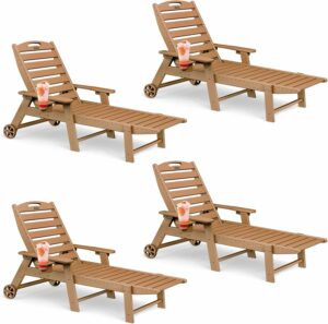 SUUNYN 6-Position Adjustable Chaise Lounge Chair (Set of 4)