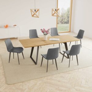 ZckyCine Extendable Dining Table Set 6-Seater 51"-67" Table + 6 Chairs