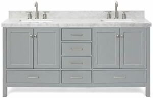 ARIEL 73-Inch Double Sink Bathroom Vanity with Marble Countertop