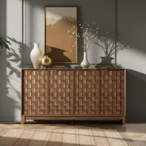COLAMY Fluted Sideboard Cabinet with Adjustable Shelves
