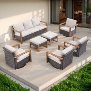 Rilyson 7-Piece Patio Furniture Set with Swivel Rocker Chairs