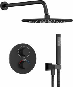 GABRYLLY Thermostatic Shower System with 10-Inch Rain Showerhead and Handheld Spray