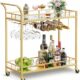 VASAGLE ULRC090A03 Bar Cart with Mirrored Shelves and Wine Holders product image