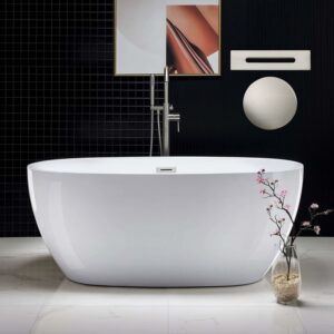 WOODBRIDGE BTA1518 59-Inch Acrylic Soaking Bathtub (Brushed Nickel Drain)