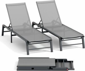 FHVIT Foldable Chaise Lounge Chair 5-Position (2-Pack)