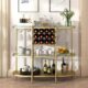 O&K FURNITURE 3-Tier Bar Table with Wine Racks and Glass Holders product image