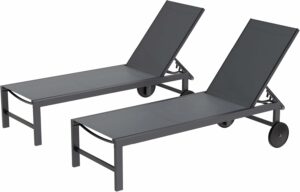 Shintenchi 2-Pack Aluminum Reclining Chaise Lounge (with Wheels)