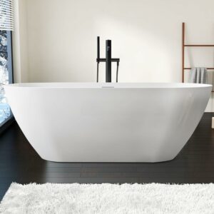 WIIS IDEA 63-Inch Acrylic Freestanding Bathtub (Oval)