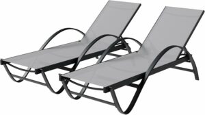 Shintenchi Patio Chaise Lounge (2-Pack) with 5-Position Adjustable Backrest