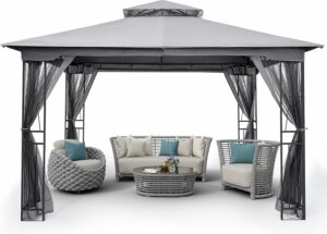 HAPPATIO 10x12-Foot Gazebo with Mosquito Netting