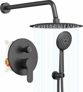 GABRYLLY Pressure Balance Shower System with 10-Inch Rain Shower Head and Handheld Spray