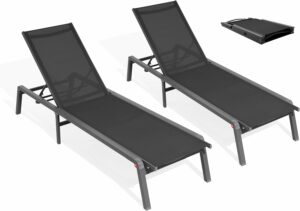 JEAREY Outdoor Chaise Lounge Chair with 5-Position Adjustable Recliner