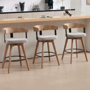 DUOMAY 26-Inch Swivel Bar Stool with Footrest (Set of 3)