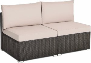 Tangkula 2-Piece Outdoor Sectional Sofa Set with Cushions