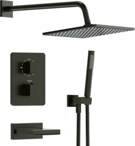 esnbia Thermostatic Tub Shower Faucet Set with 10-Inch Rain Shower Head and Handheld