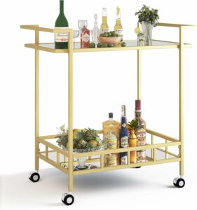 RiteSune 30-Inch Bar Cart with 2 Glass Shelves product image