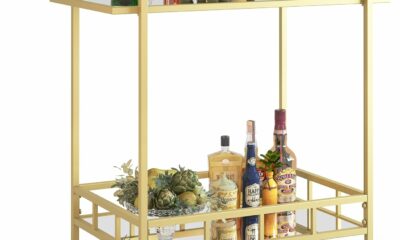 RiteSune 30-Inch Bar Cart with 2 Glass Shelves product image