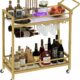 LAATOOREE Bar Cart with 2 Shelves, Wine & Glass Holder product image