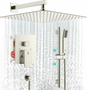SR SUN RISE 12-Inch Shower System with Rain Shower Head and Handheld