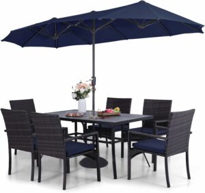 Sophia & William 7-Piece Patio Dining Set with Umbrella