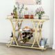 FABOMEI 3-Tier Bar Cart with Glass Shelves & Wine Rack product image