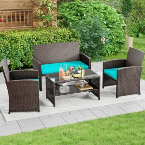 YITAHOME 4-Piece Patio Furniture Set w/Cushions and Coffee Table
