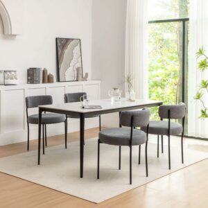 Riknuxi Boucle Dining Chairs Set of 4 with Metal Legs