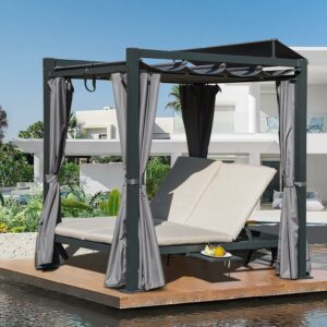 domi outdoor living Aluminum Patio Daybed with Retractable Canopy
