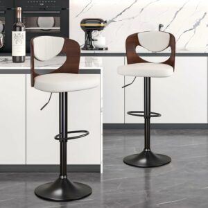 VECELO Adjustable Height Swivel Bar Stools (Set of 2)