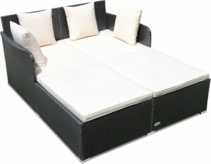 RELAX4LIFE Rattan Outdoor Daybed Sofa with Cushions