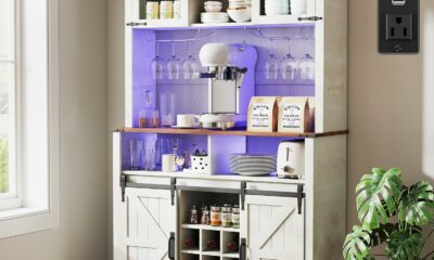 GlouMod 70-Inch Bar Cabinet with Wine Rack, Lighting & Outlet product image