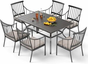 PHI VILLA 7-Piece Outdoor Dining Set with 60-Inch Table