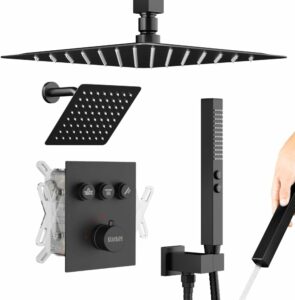 STARBATH Thermostatic Shower System with 12-Inch Rainfall and Handheld