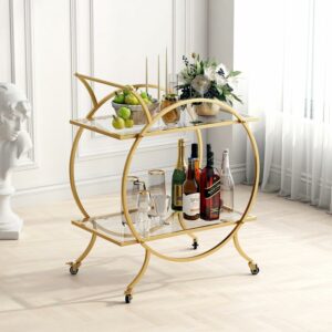 LORMITER Bar Cart with 2 Mirrored Shelves and Locking Wheels product image