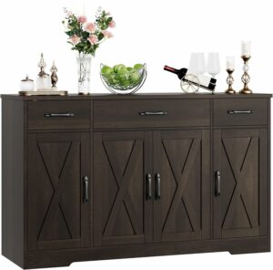 HOSTACK 55-Inch Sideboard Cabinet with Drawers and Doors