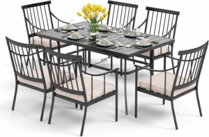PHI VILLA 7-Piece Patio Dining Set with 59-Inch Rectangular Table