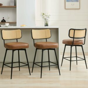 Forsalund Rattan Swivel Bar Stools (Set of 3)
