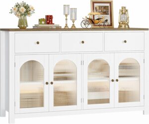 FINETONES 55-Inch Buffet Cabinet with 3 Drawers and 4 Doors