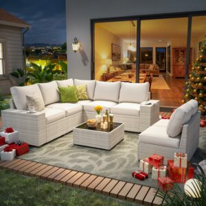 olimix 8-Piece Outdoor Patio Furniture Set with Water-Resistant Cushions