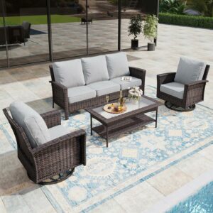 MIXPATIO 4-Piece Patio Furniture Set with Swivel Chairs