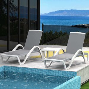 domi outdoor living Patio Chaise Lounge Chair Set (2 Chairs + 1 Table)